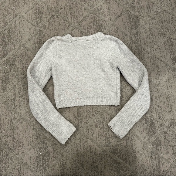 Urban Outfitters Dina Chenille Cropped Grey Cardigan Sweater - Picture 5 of 6